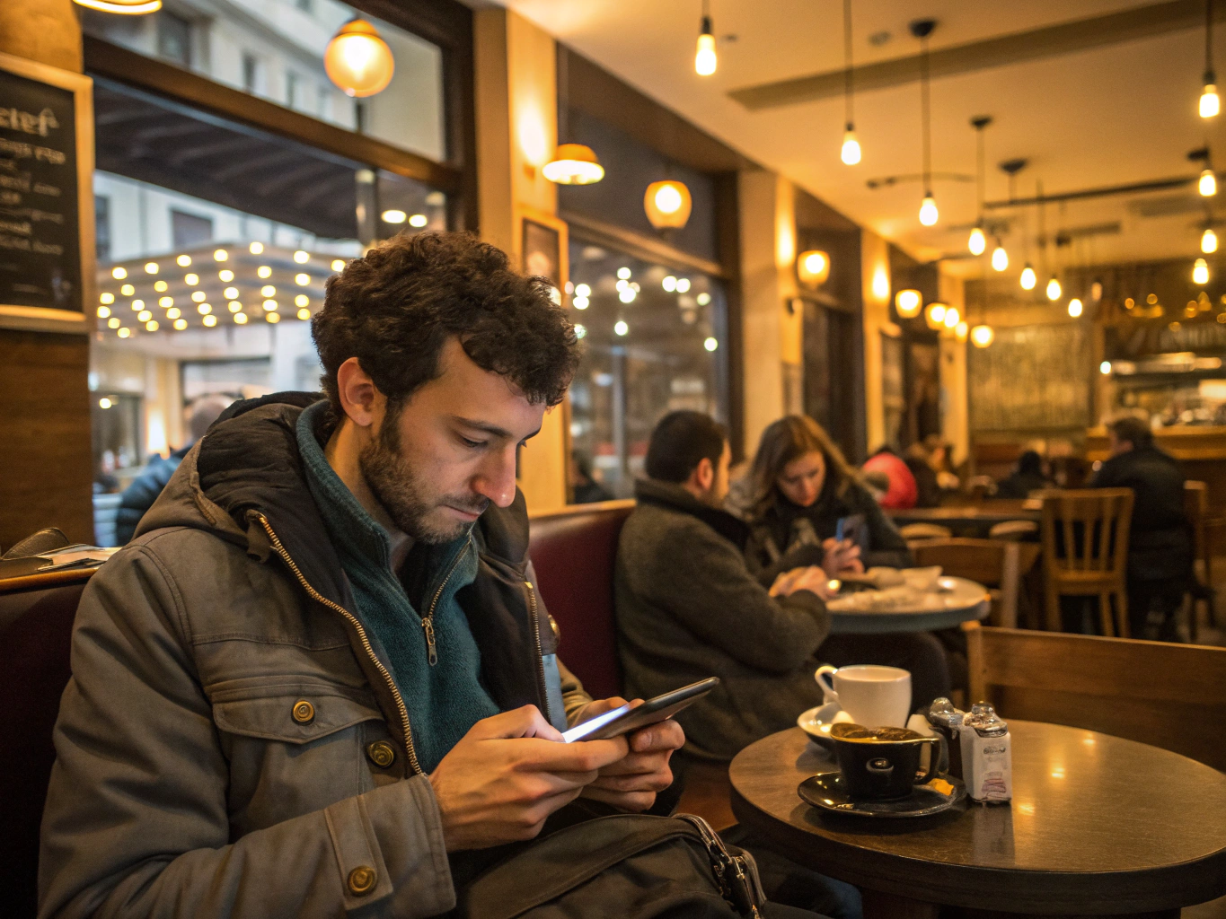 JPConnects.com team testing dual-SIM speeds on smartphones in a Tokyo cafe