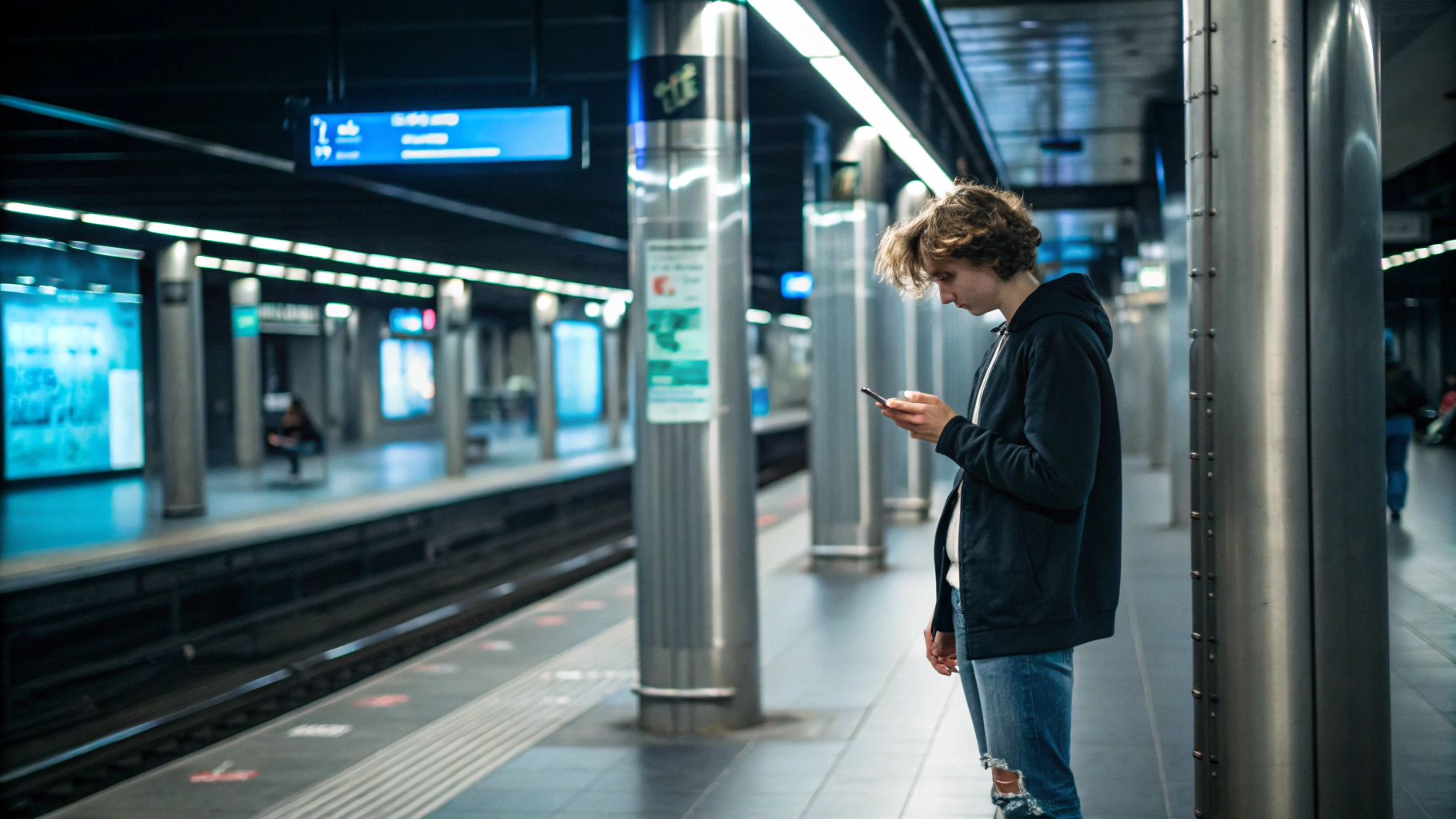 Speed test verification running on smartphone in Tokyo train station